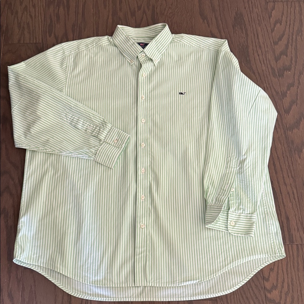 Vineyard Vines by Shep & Ian Slim Fit Whale Shirt in Antigua Green and White